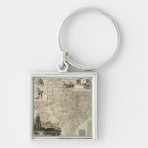 Porte-clés Carte du Texas avec des frontières du comté