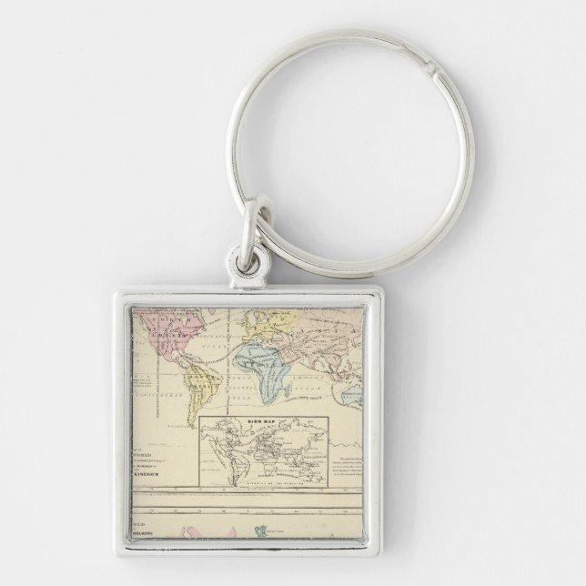 Porte-clés Carte en couleur du monde (Devant)