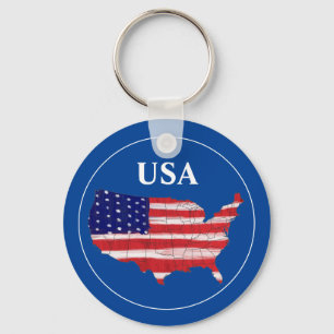 Porte-clés Carte et drapeau des États-Unis