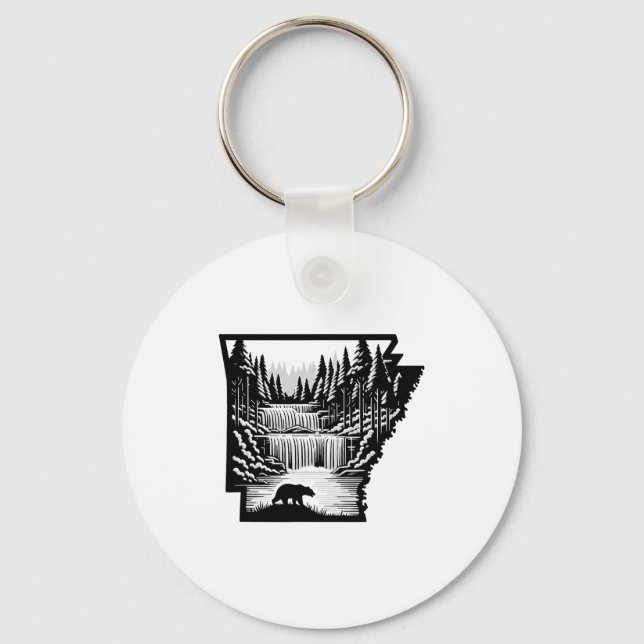Porte-clés Carte et paysage de l'Arkansas (Recto)