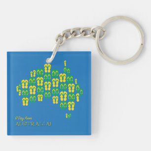 Porte-clés Carte faite de thongs australiens