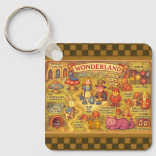Porte-clés Carte Fantaisiste des Aventures d'Alice au Pays de