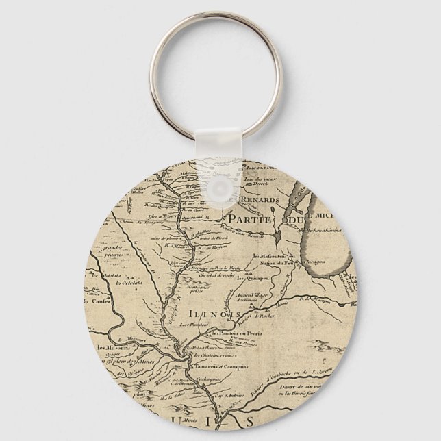 Porte-clés Carte historique de l'Illinois de 1718 (Recto)