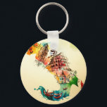 Porte-clés Carte Italie vintage City Travel Love Aquarelle<br><div class="desc">Un excellent moyen d'annoncer ou de mémoriser votre voyage avec la carte colorée et moderne de l'Italie,  paysage et monument aquarelle design.</div>
