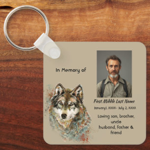 Porte-clés Carte mémoire mémorielle Loup Animaux aquarelle