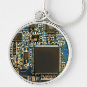 Porte-clés Carte mère de disque dur d'ordinateur - Bleu