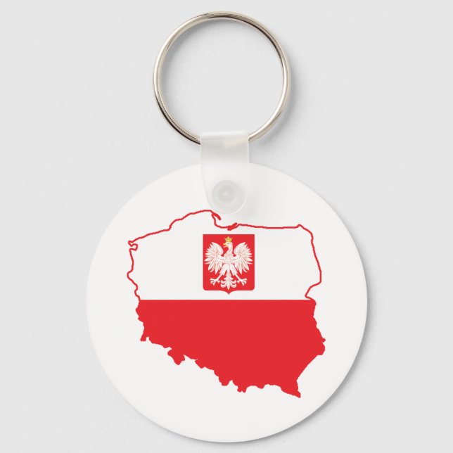 Porte-clés Carte Pologne En Polonais (Recto)