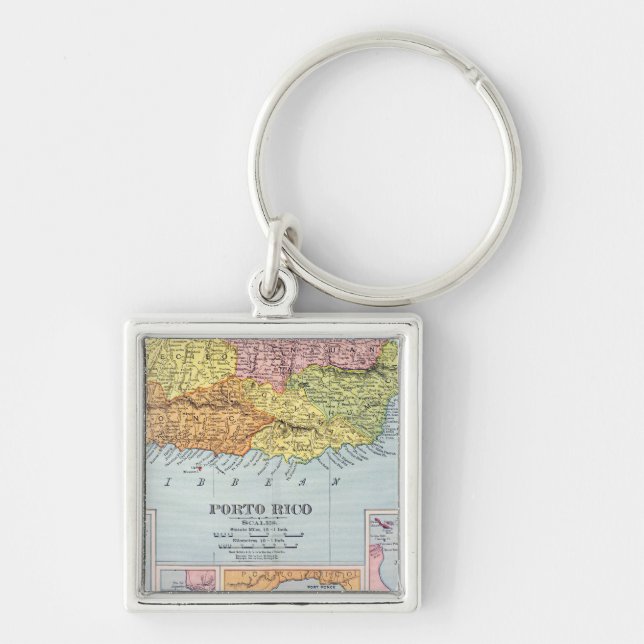 PORTE-CLÉS CARTE : PORTO RICO, 1900 (Devant)
