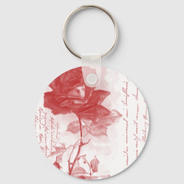 Porte-clés Carte postale Rose rouge (Recto)