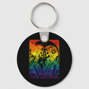 Porte-clés Carte Tarot Les amoureux Rainbow Kissing Lesbian S