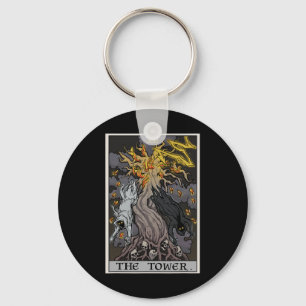 Porte-clés Carte Tower Tarot Halloween Arbre De Vie Gothique