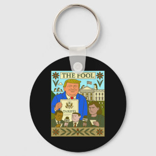 Porte-clés Carte Trump Tarot Le Fou Impose un Droit de Douane