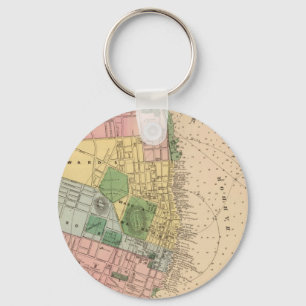 Porte-clés Carte vintage de Halifax la Nouvelle-Écosse (1878