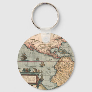Porte-clés Carte vintage de l'Amérique du Nord