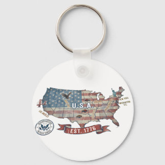 Porte-clés Carte vintage des États-Unis - American Patriot Wi