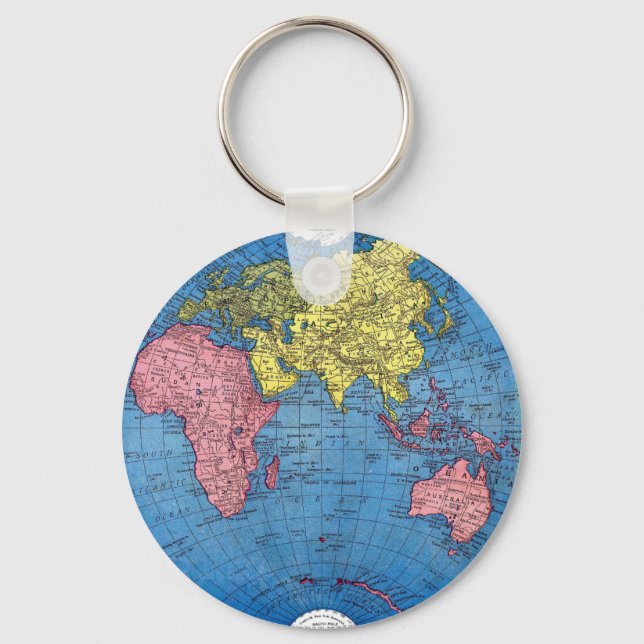Porte-clés Carte vintage du monde Atlas Globe de 1915 (Recto)