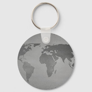 Porte-clés Carte vintage du monde noir et blanc