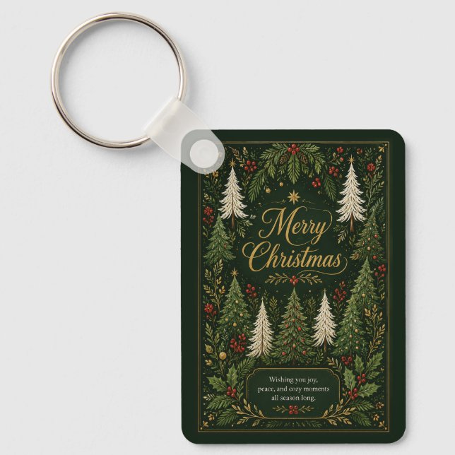 Porte-clés Cartes de vœux enchantées Evergreen (Recto)