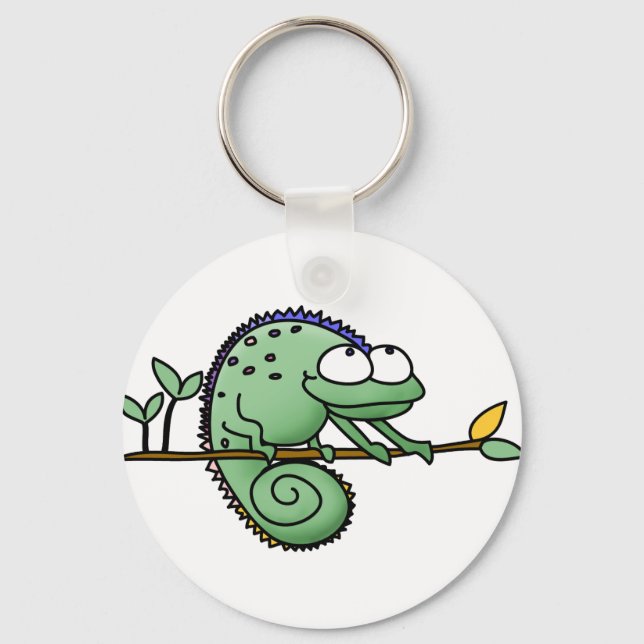 Porte-clés Carton de Chameleon Lizard Cute (Recto)
