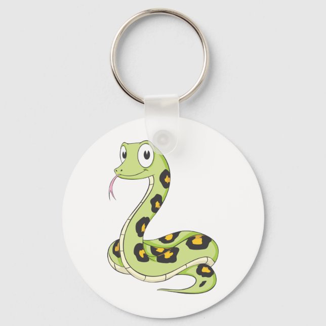 Porte-clés Carton de serpent d'Anaconda vert mignon (Recto)