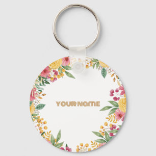 Porte-clés Carton d'invitation élégant à double nom avec moti