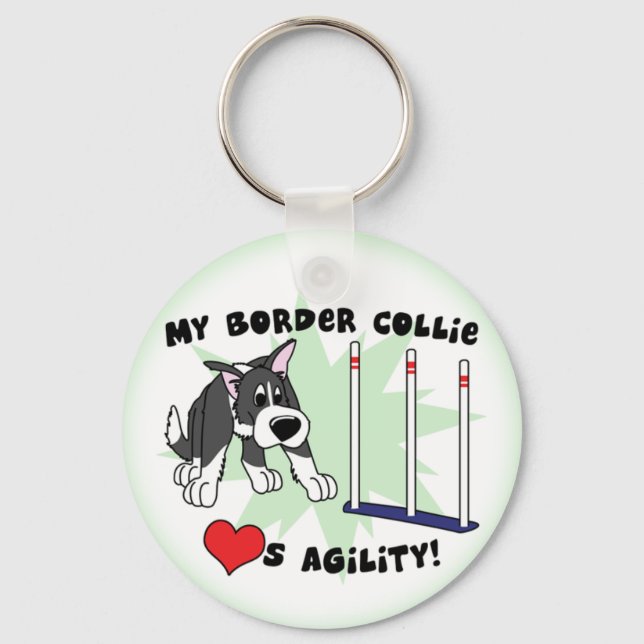 Porte-clés Cartoon Agility Border Collie Keychain (Recto)