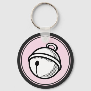 Porte-clés Cartoon Black White Cat Bell Pop Art Graphic Keych