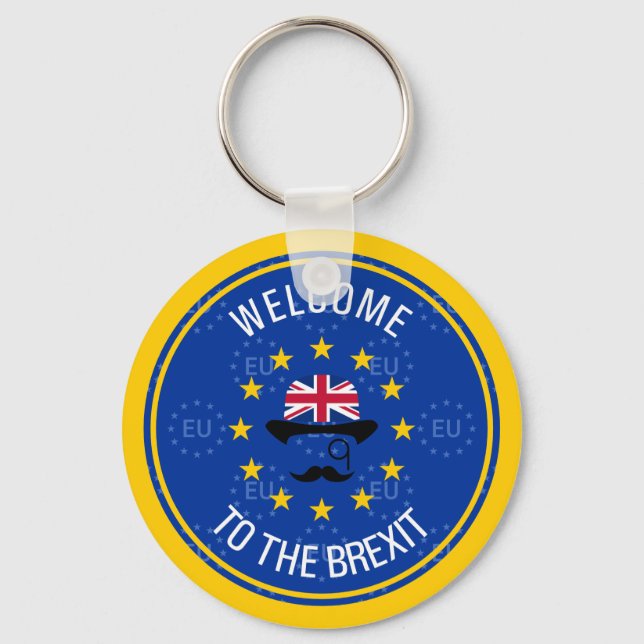Porte-clés Cartoon Blue Yellow European Union Brexit Art (Recto)
