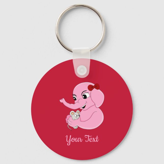 Porte-clés cartoon de fille éléphant mignon (Recto)