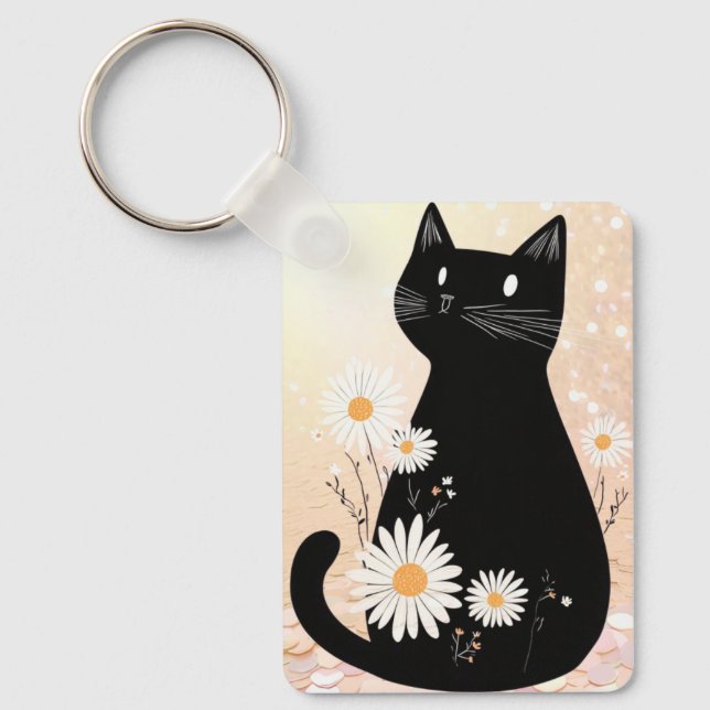 Porte-clés Cartoon Kitty avec les pâquerettes (Recto)