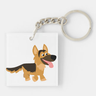 Porte-clés Cartoon mignon Allemand Berger Chien Porte - clé a