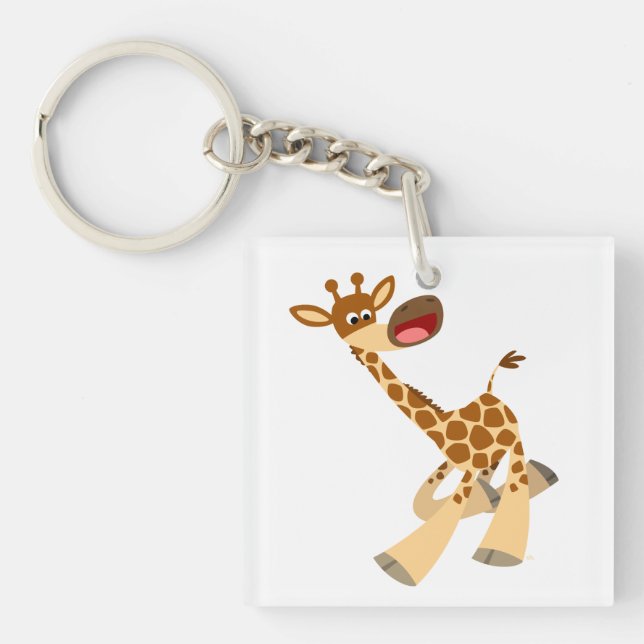 Porte-clés Cartoon mignon Ambling Giraffe Acrylique Porte - c (Devant)