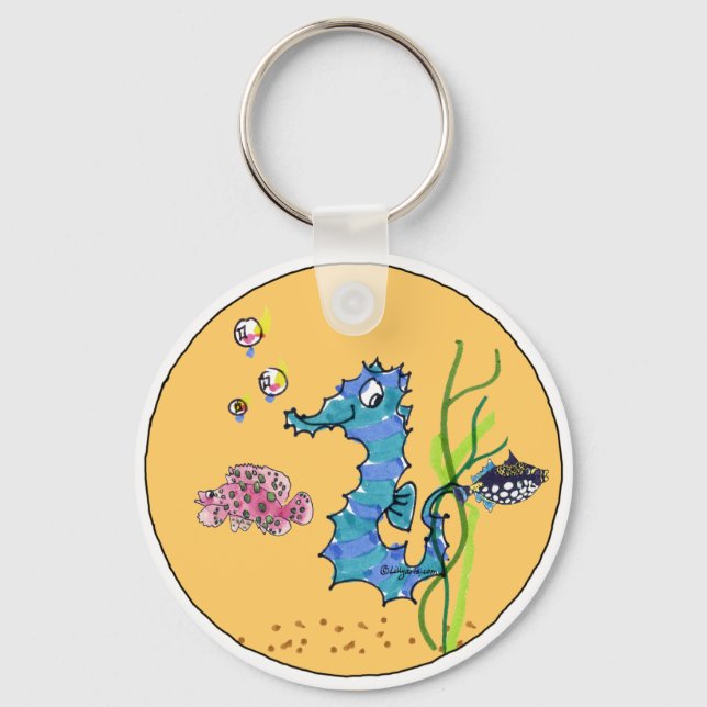 Porte-clés Cartoon Seahorse Cute Fish Porte - clés (Recto)