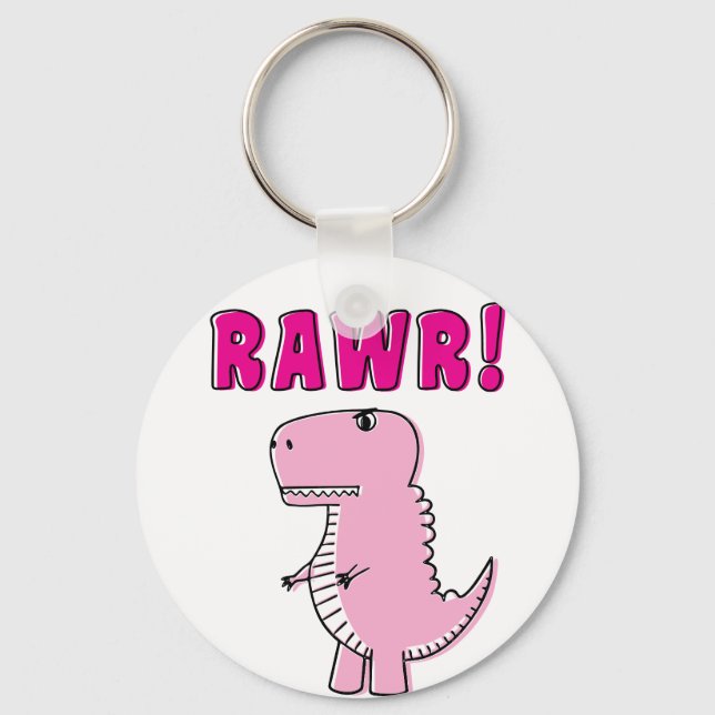 Porte-clés Cartoon T-Rex Dinosaur Mignonne Et Rose En Colère (Verso)