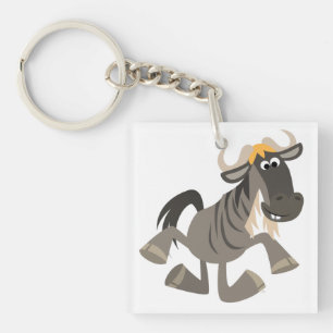 Porte-clés Cartoon Tap Dancing Wildebeest Acrylique Porte - c