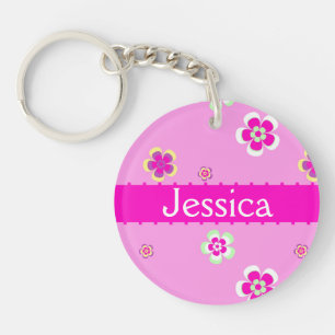 Porte-clés Cartouche florale personnalisée nommée