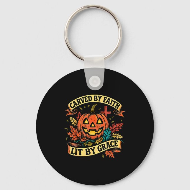 Porte-clés Carved By Faith Lit By Grace Religious Christian H (Recto)