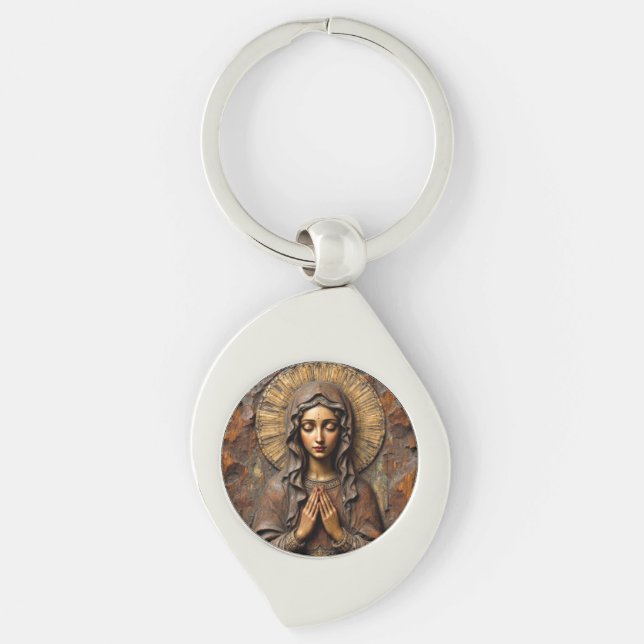 Porte-clés Carved Devotion  Wooden Mary (Devant)