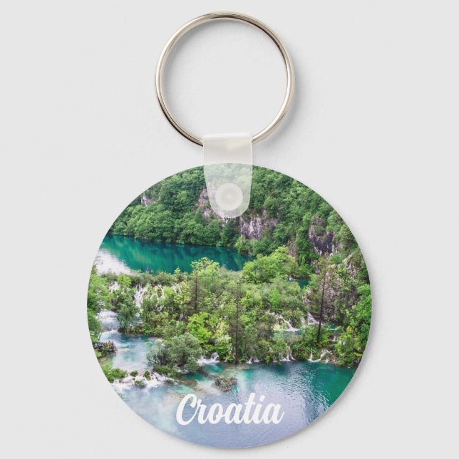 Porte-clés Cascade de cascade dans le parc des lacs Plitvice, (Recto)