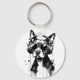 Porte-clés Casque de chien cool Cute Animaux de compagnie enc