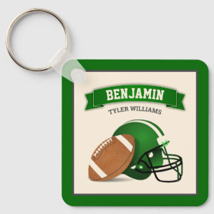 Porte-clés Casque de football américain vert pour enfants