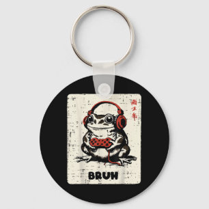 Porte-clés Casque de gamer grenouille Bruh Gaming Meme garçon