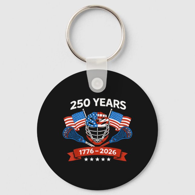 Porte-clés Casque de Lax Bâton de Lacrosse Drapeau Américain  (Recto)