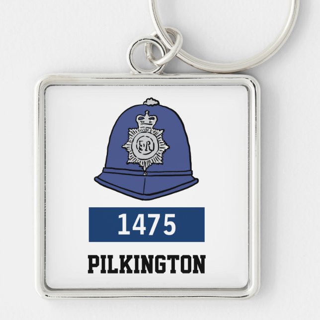 Porte-clés Casque de policier britannique - Ajouter le numéro (Devant)
