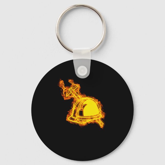 Porte-clés Casque de protection de Pickaxe Flames Ingénieur I (Recto)