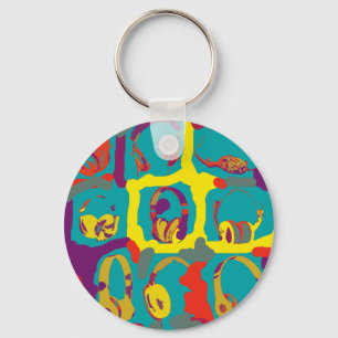 Porte-clés casque pop art-dj coloré