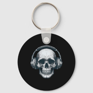 Porte-clés Casque Skeleton Dj Éffrayant Musicien Crâne Hallo