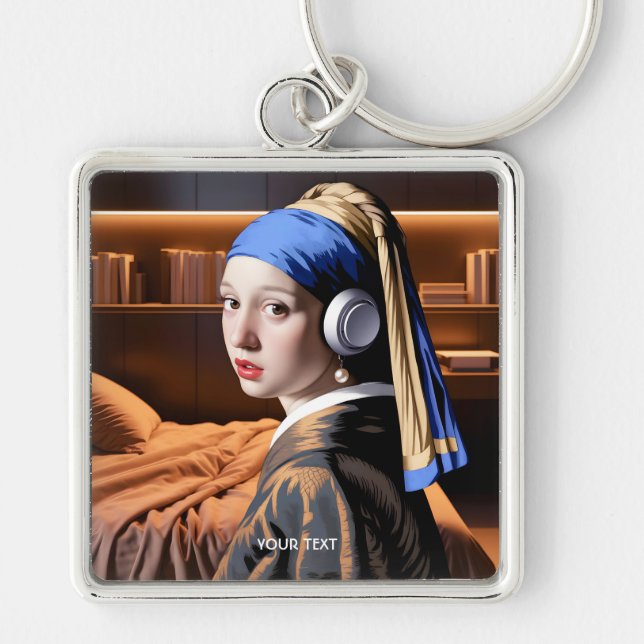 Porte-clés Casques de perle d'Imaginaire mignonne fille (Devant)