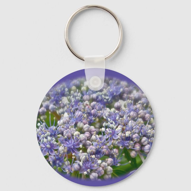Porte-clés Casquette de dentelle bleue Hydrangea Fleurs (Recto)