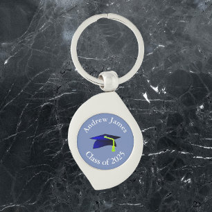 Porte-clés casquette de remise des diplômes bleue - promotion